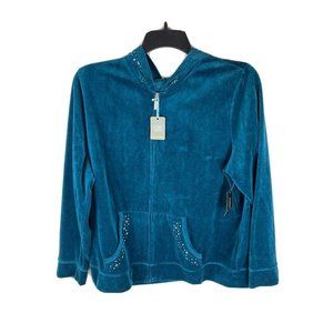 V Sport by Venezia Womens‎ Velour Jacket Hooded Embellished Size 18/20 NWT